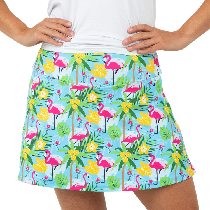 Blue Pickleball and Flamingos Swing Skirt Final Sale