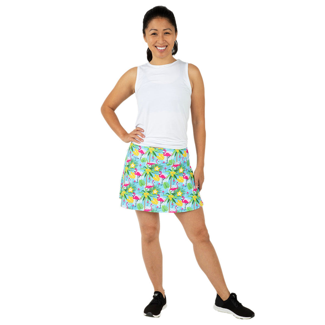 Blue Pickleball and Flamingos Swing Skirt Final Sale