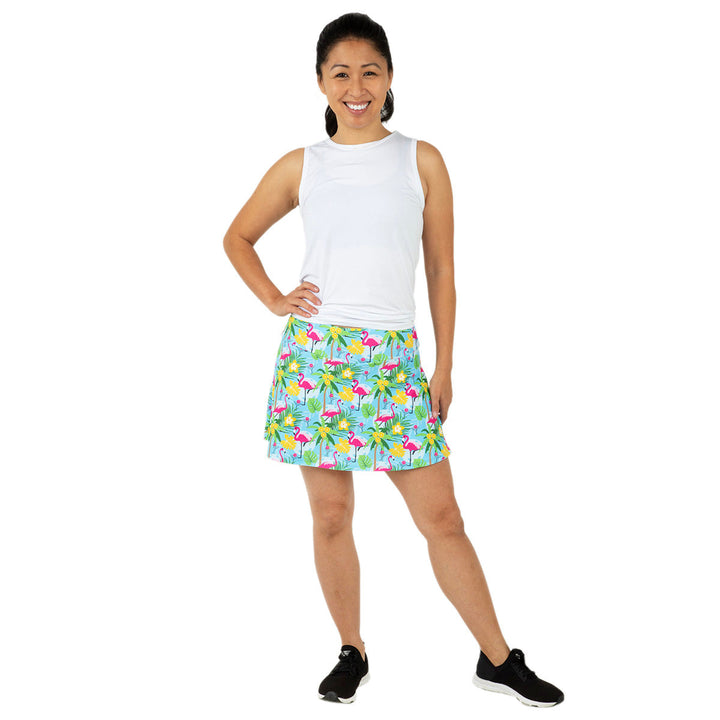 Blue Pickleball and Flamingos Swing Skirt Final Sale