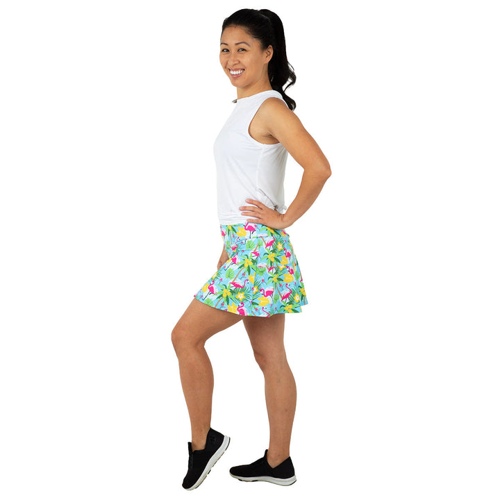 Blue Pickleball and Flamingos Swing Skirt Final Sale