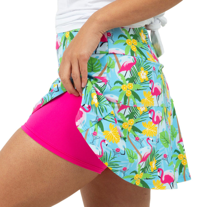 Blue Pickleball and Flamingos Swing Skirt Final Sale